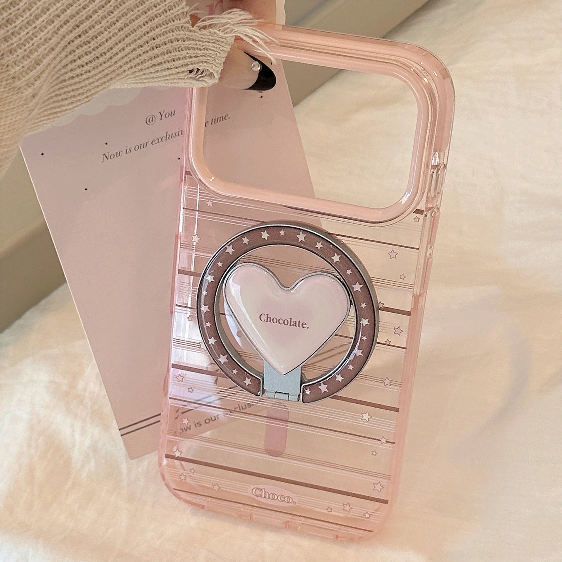 Magnetic Holder Compatible With Pink-brown Striped Phone Cases