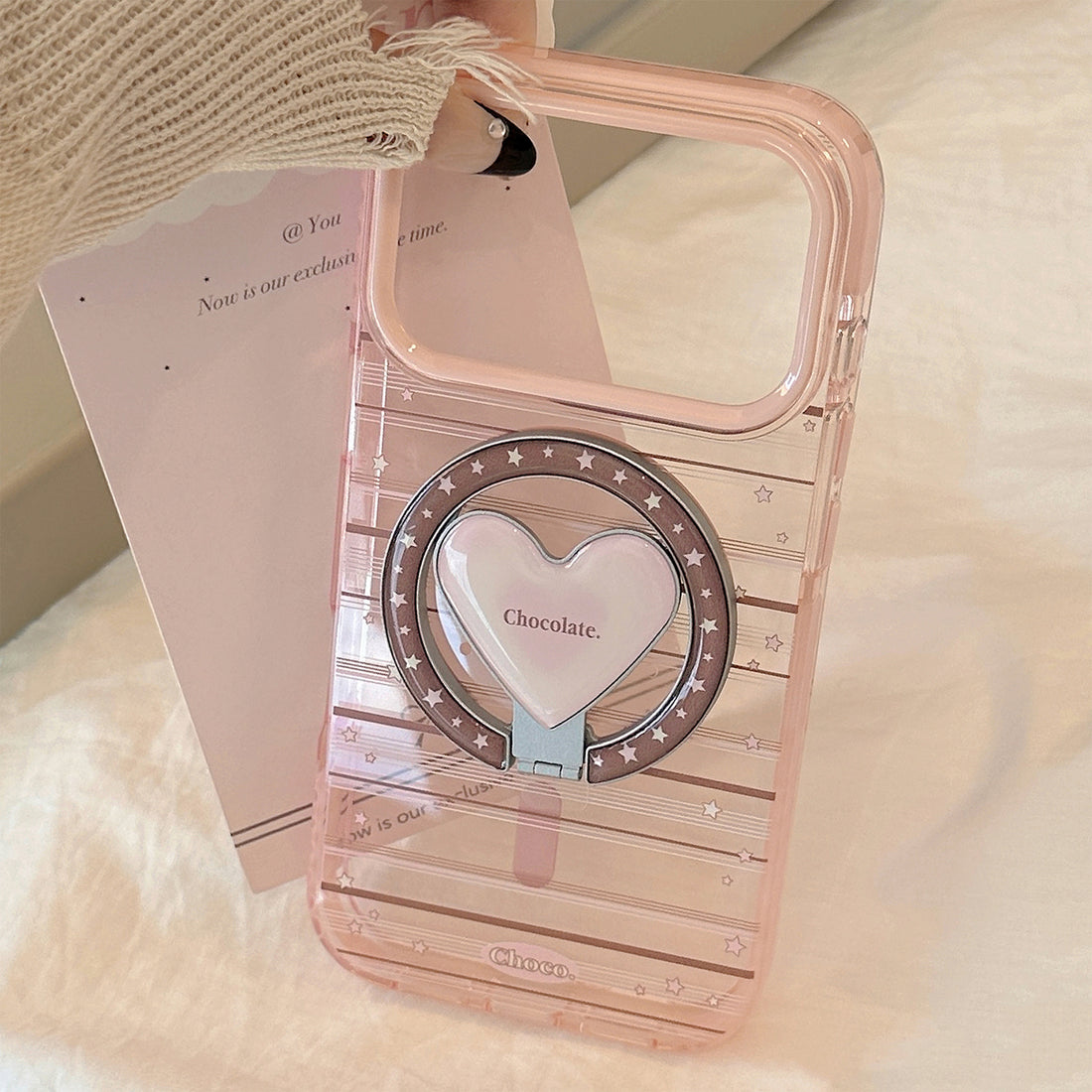 Magnetic Holder Compatible With Pink-brown Striped Phone Cases
