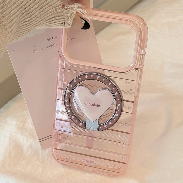 Magnetic Holder Compatible With Pink-brown Striped Phone Cases