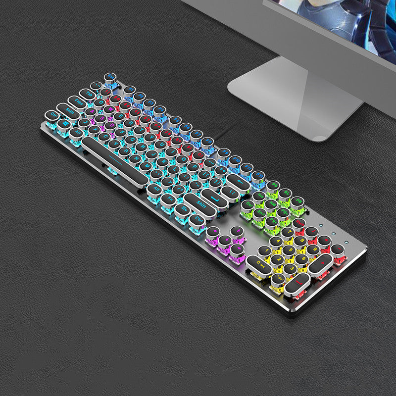 Steampunk 87-Key Mechanical Keyboard and Mouse Wired Set for PC