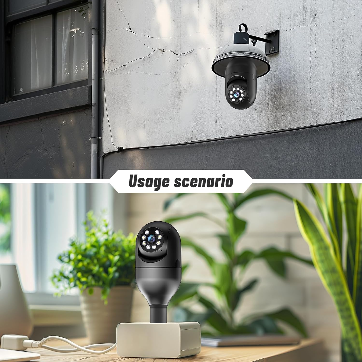 Light Bulb Security Camera 1080P 2.4/5G WiFi E27 360° Indoor Outdoor Security Camera