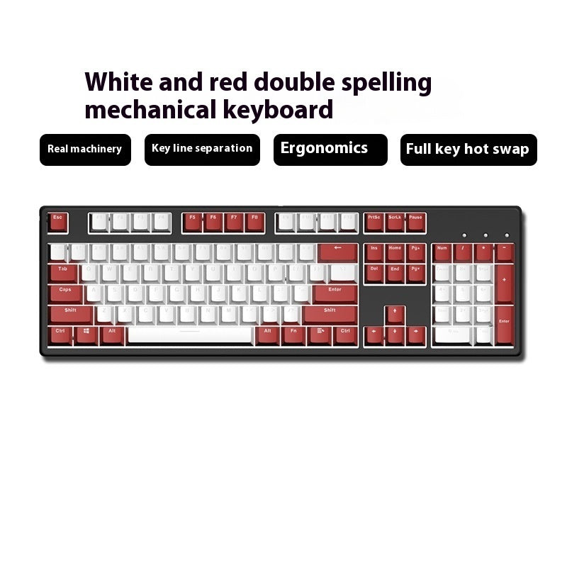Wired Two-Color Mechanical Keyboard Green Black Red Switch Hot-Swappable