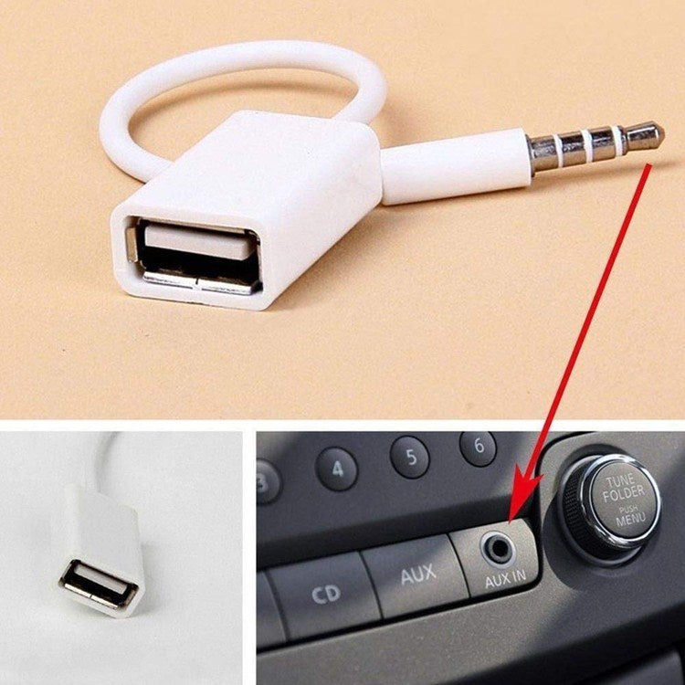 USB to 3.5mm AUX Car Audio Adapter Cable