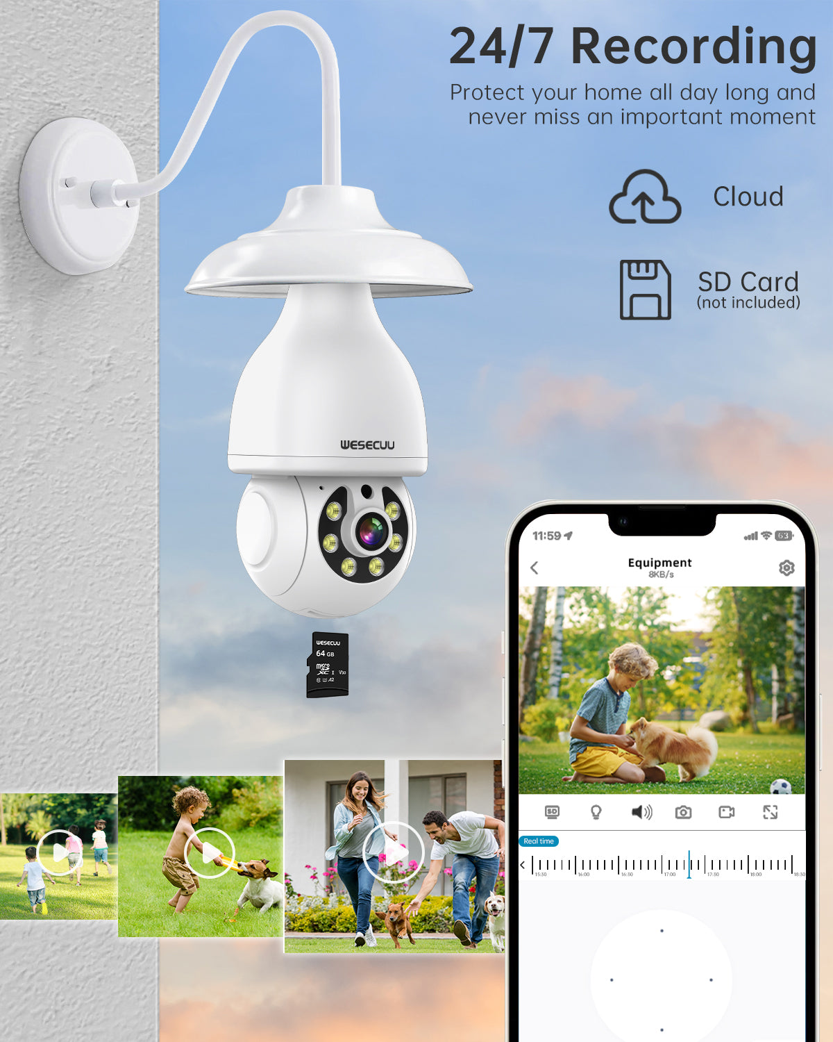 1080P PTZ E27 Bulb Camera 360 Degree CCTV Security Camera Network Light Bulb