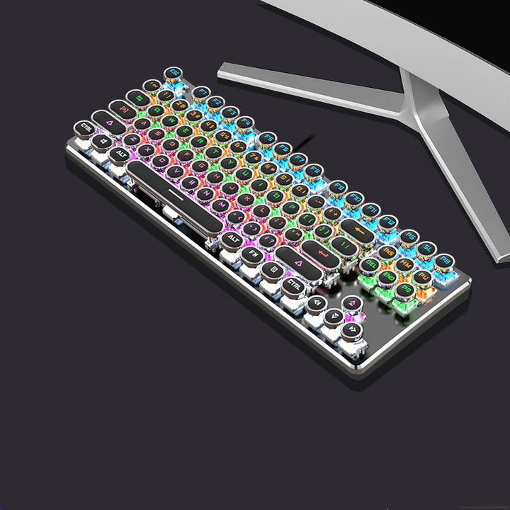 Steampunk 87-Key Mechanical Keyboard and Mouse Wired Set for PC