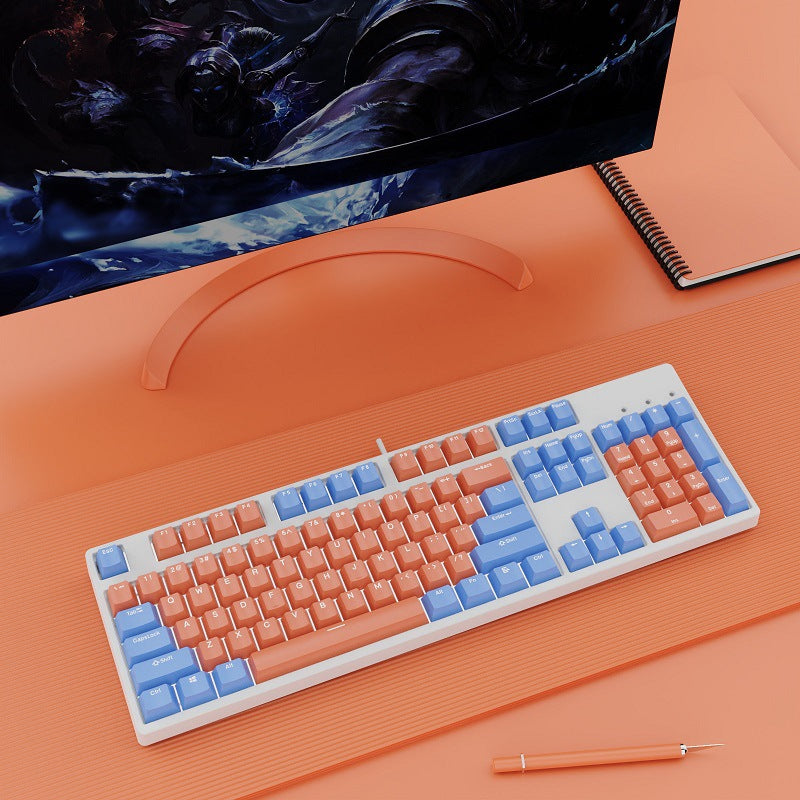 Wired Two-Color Mechanical Keyboard Green Black Red Switch Hot-Swappable