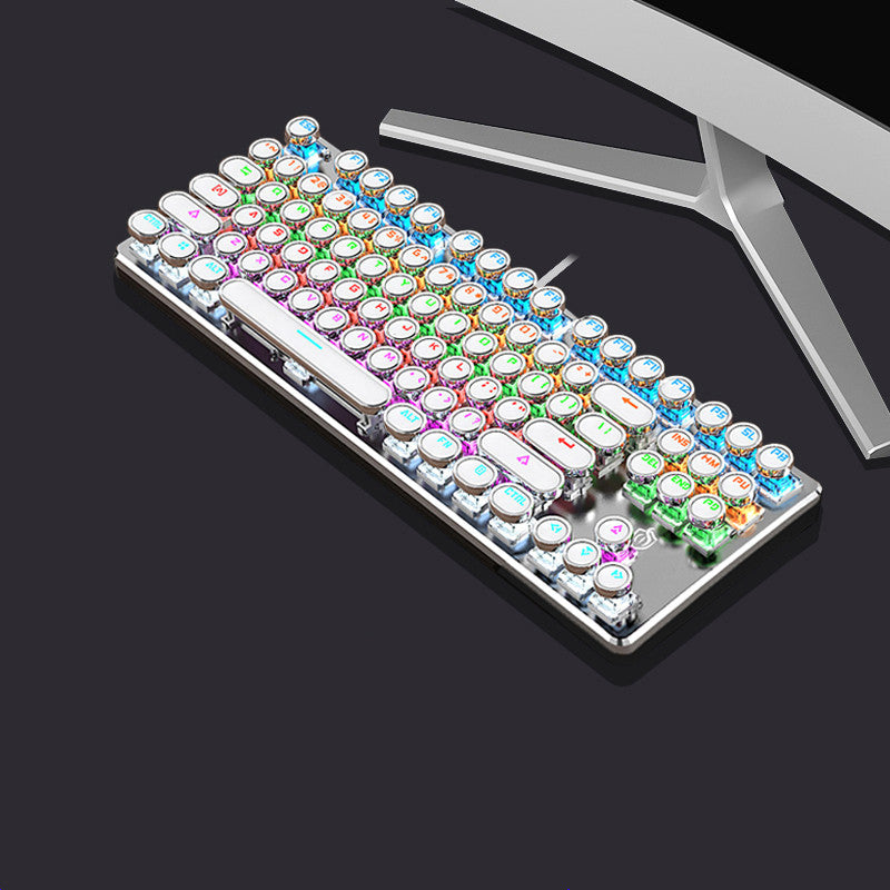 Steampunk 87-Key Mechanical Keyboard and Mouse Wired Set for PC
