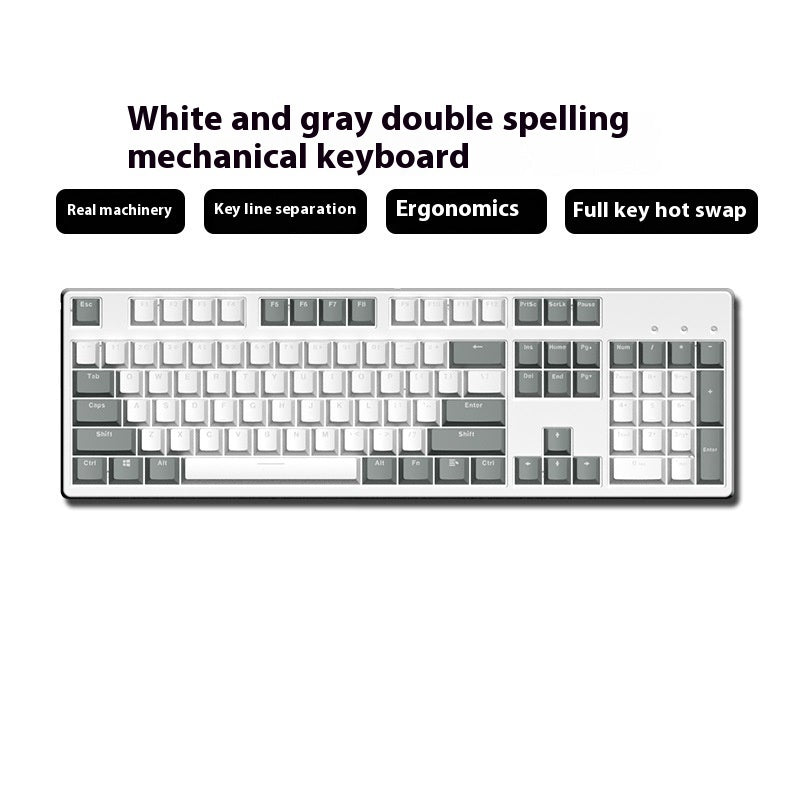 Wired Two-Color Mechanical Keyboard Green Black Red Switch Hot-Swappable
