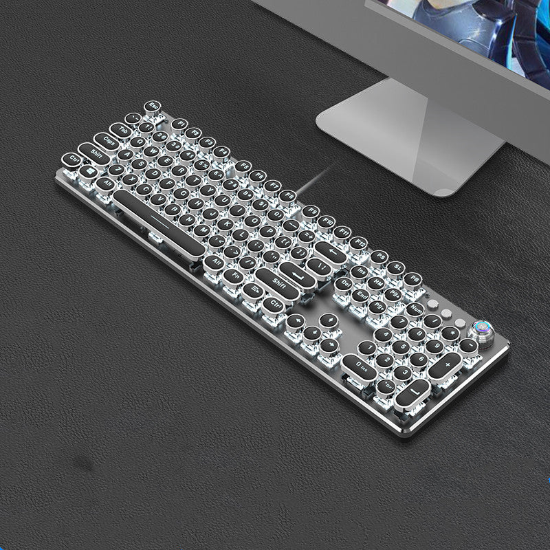 Steampunk 87-Key Mechanical Keyboard and Mouse Wired Set for PC