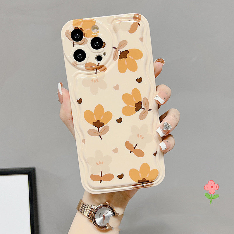 Silk Scarf Phone Case With Autumn Leaves And Flowers